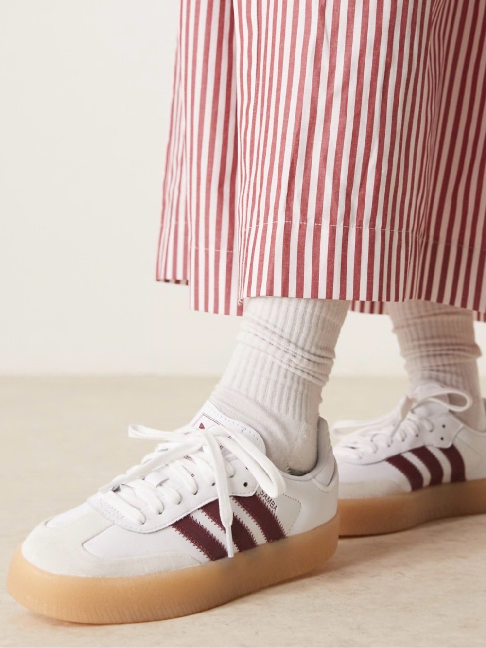 adidas Originals Sambae sneakers in white and burgundy